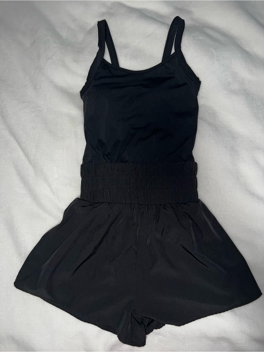 Pink Lily Black Sleeveless Romper with Smocked Waist